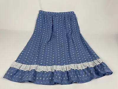 Vtg Prairie Skirt Lori Of California Ruffle Eyelet Cottagecore Prairie Waist 31  • $12