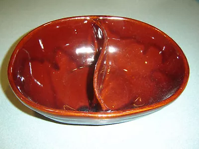 Vintage Marcrest Stoneware Daisy Dot Brown Divided Serving Dish Bowl Oven Proof • $11.95