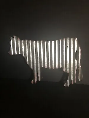 Rusty Corrugated Tin Cow Wall Hanging Farmhouse Decor- Moo • £11.57