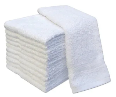 Pack Of 12 White Face Cloth Towels 100% Cotton Flannels Wash Cloth • £10.99