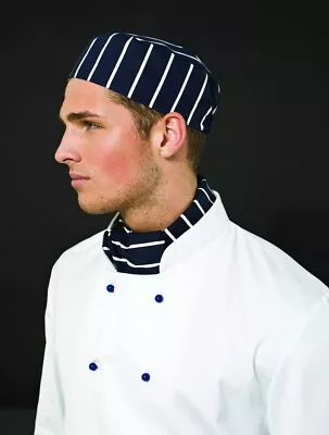 5 Pcs CHEFS SKULL CAP HAT FOR PROFESSIONAL CATERING CHEF KITCHEN COOKS STRIPEs • £6.50