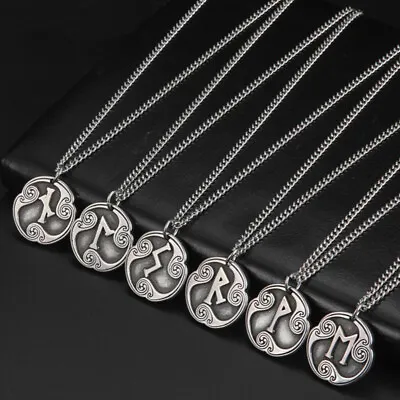 Vintage Runes Charms Necklace Viking Jewelry Adjustable Rope Chain Necklace • $6.47