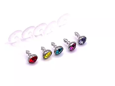 £2.79 • Buy Coloured Crystal Labret Helix Tragus Bioflex Ear Bar 3 Mm Glued Crystal Push Fit