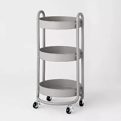 3 Tier Round Metal Utility Cart Gray - Brightroom • $24.99