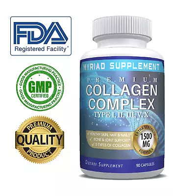 Complex Premium Collagen Peptides Pills Hydrolyzed Anti-Aging Types IIIIIIVX • $10.77