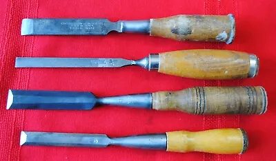 Four Vintage ChiselsDunlapFeuget Old Tools • $8.95