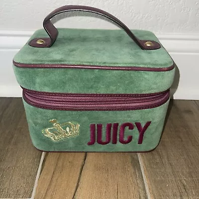VINTAGE Juicy Couture Velour Makeup Vanity Travel Train Case  Green  Cranberry • $149.99