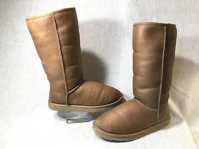 UGG Classic Tall Boots Metallic Brown Leather Sheepskin Fur Lining Women’s 8 • £28.94