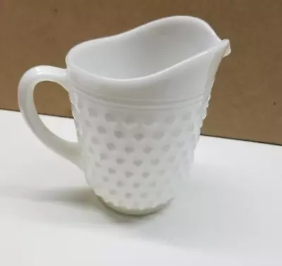 Vintage Anchor Hocking HOBNAIL WHITE MILK GLASS Pitcher Pint 5 1/2” Tall • $14.99