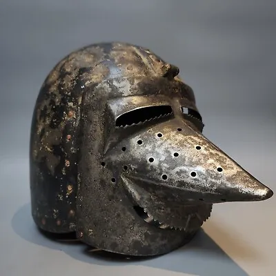 Circa Museum Quality Medieval Steel Visored Helmet. • $7460.10