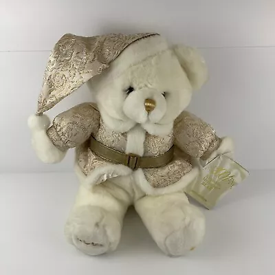 2001 Keepsake Memories Holiday Teddy Bear Collectible 18  White W Gold Trim • $44.43
