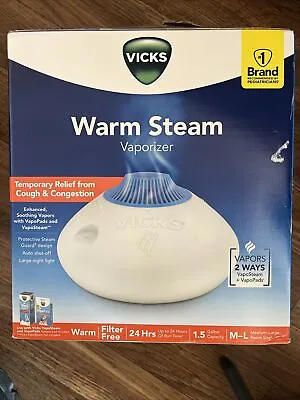 Vicks Warm Steam Vaporizer Mall To Medium Rooms 1.5 Gallon Tank V150SGN White • $16