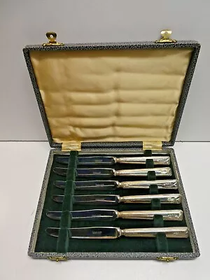 Mappin Webb Sterling Silver Stainless Steel Blade Set 6 Boxed Knives 1947 Deco • $157.68