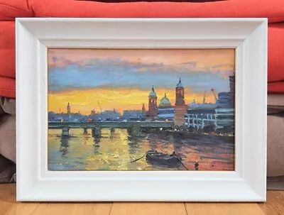 Cannon Street Railway Bridge And The Thames London Oil Painting • £260