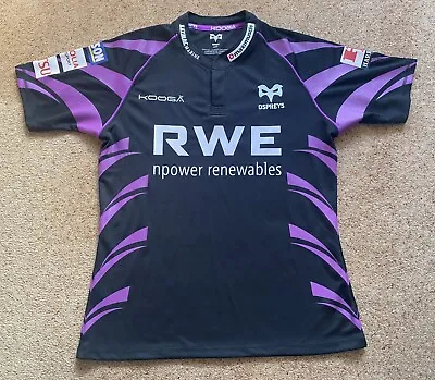 Ospreys Mens Rugby Shirt Large Black Purple 2010/11 Kooga Wales Neath Swansea • £16.99