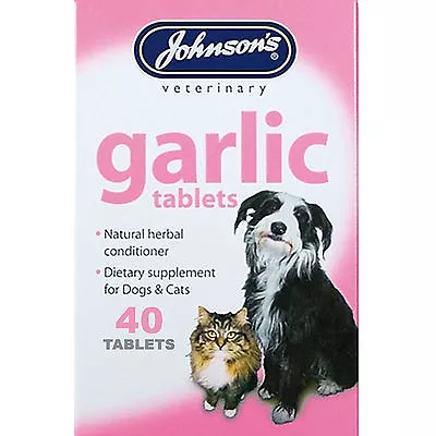 Johnsons 40 Garlic Tablets For Dogs & Cats Natural Herb Remedy For Fleas & Worms • £5.99
