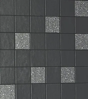 £13.99 • Buy Holden Deco Granite Tile Kitchen Bathroom Wallpaper Embossed Glitter Black 89130