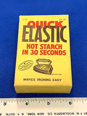 Vintage 1920's Unopened 3 Oz Box Of QUICK ELASTIC  HOT STARCH NOS Hubinger Co. • $19.48
