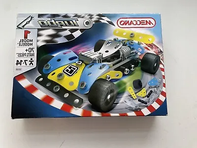 Meccano 3353B Turbo Blue & Yellow Racer Clean • £5