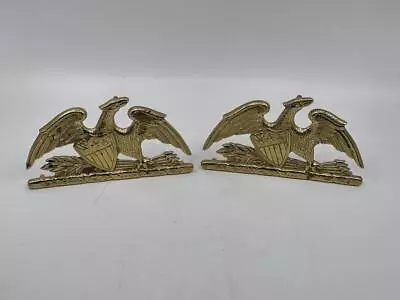 Vtg Pair Virginia Metalcrafters Solid Brass Spread Eagle Shield Trivets American • $27.99