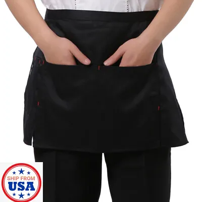 Waitress Waiter Waist Apron 3 Pockets Home Cooking Kitchen Chef Working Uniform • $9.99