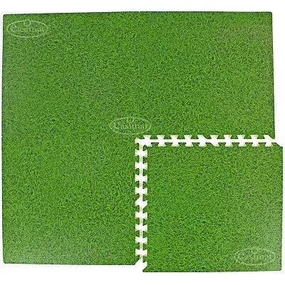 Grass Effect EVA Interlocking Foam Mats Play Home Office Exhibition Garage Tiles • £11.99