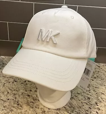 MICHAEL KORS Baseball MK Logo Baseball Cap White Embroidered Logo MSRP $68 NWT • $34