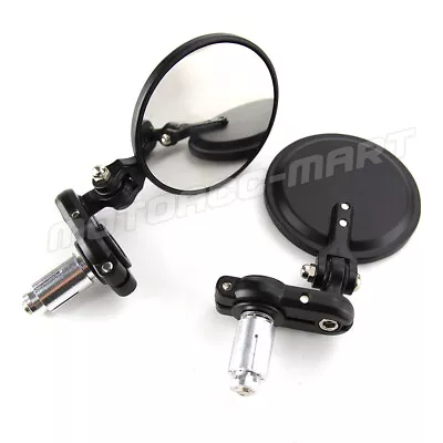 Motorcycle Round 7/8  Bar End Rearview Side Mirrors For Bobber Cafe Racer USA • $17.14