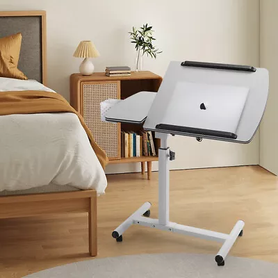 Portable Laptop Table Desk Adjustable Notebook Trolley Sofa Bed Tray Cooling Fan • £28.95