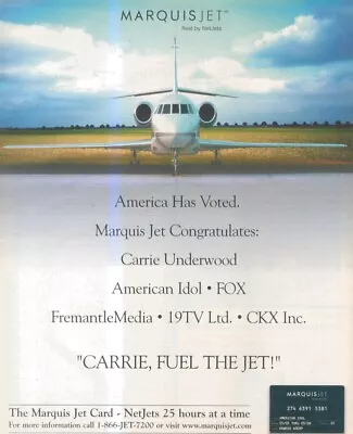 Hfbk36 Advert/picture 13x11 Marquis Jet Congratulates Carrie Underwood • £13.99