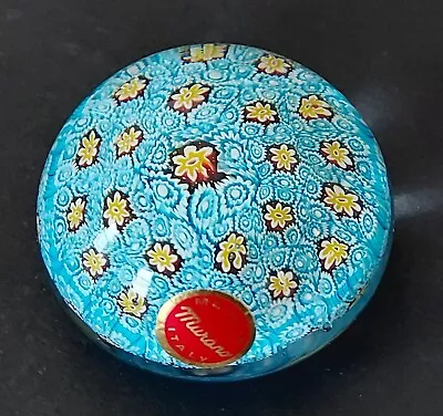 Millefiori Art Glass Hand Blown Paperweight With Original Sticker Murano Italy • $29.46