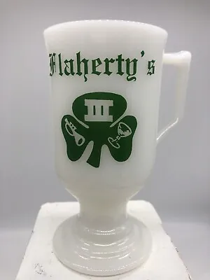Vintage Federal Glass  Flaherty With Clover Footed Milk Glass Coffee Mug • $6