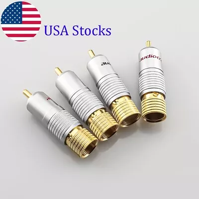 4Pcs Locking Nakami RCA Connector Plug Hifi Audio Cable Gold Plated RCA Terminal • $11.40