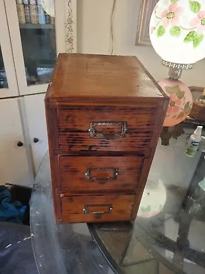 Vintage Solid Wood Recipe Card File Apothecary Cabinet • $99