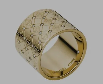 NWT Michael Kors Hertitage Monogram Ring MKJ4288710-506 Gold • £45