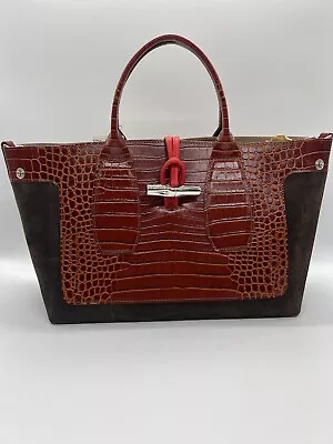 Longchamp Roseau Leather Croc Handbag - RARE - KH-C33 • $400