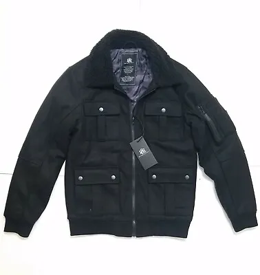 New Rock & Republic Men's Jacket Black Sherpa Collar Sz S • $39.99