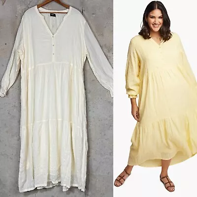 Able Antique White Long Sleeve Jane Maxi Cotton Dress 1xl Xl • $98.95