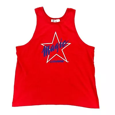 VTG Magic Johnson X Converse All-Star Tank Top Single Stitch Shirt Red• Size XL • $29.72