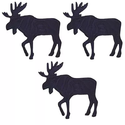 Mini Black Moose Applique Patch - Animal Facing Left 1.25  (3-Pack Iron On) • $3.75