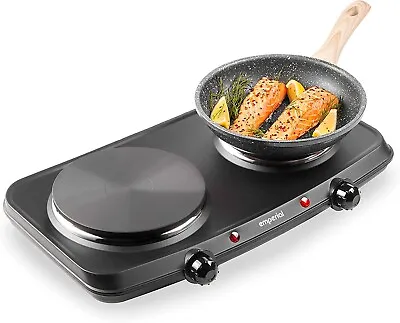 Emperial Double Electric Hot Plate Dual Kitchen Hob Table Top Cooker 2250W Black • £34.99