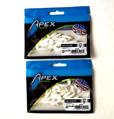 Apex 2 Packs 1 Inch Curly Tail Grub White 12 Count Package • $8.94