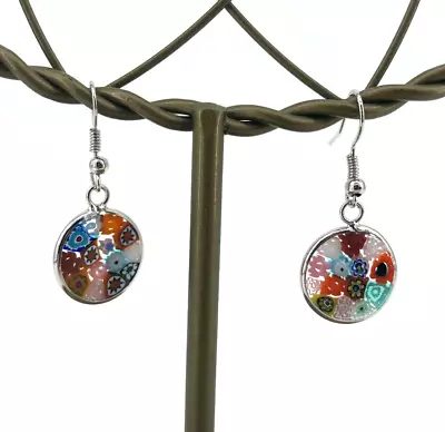 MILLEFIORI Turquoise ROUND DROP EARRINGS HOOK LOOP • $15.99