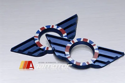 Blue Union Jack MINI Wing Door Pin Button Surrounds Fit For R56 R57 R59 Cooper S • $13.49