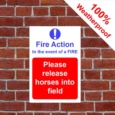 £10.99 • Buy Horse Pony Stables Fire Action Sign Release Horses Into Field 9561 Equine Safety