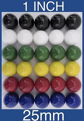 30 LARGE 1  (25mm) Replacement Marbles Aggravation Board Game Solid Color GLASS • $23.95