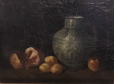 Still Life Oil On Canvas Delft Or Westerwald Jug Pomegranate Mid-18th Century • £350