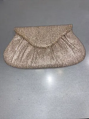 LAUREN MERKIN Rose Sequin  Metallic Clutch Handbag • $10