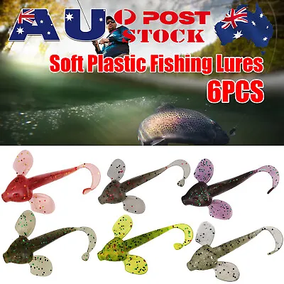 $5.99 • Buy 6X Soft Plastic Fishing Lure Tackle Paddle TAIL FLATHEAD Bream Bass Cod Lures