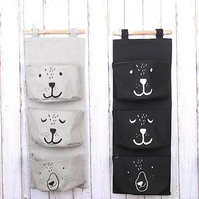 £2.69 • Buy Wall Hanging Storage Bag Toy Cosmetic Organizer Pouch Home Closet Bag 3~Pockets
